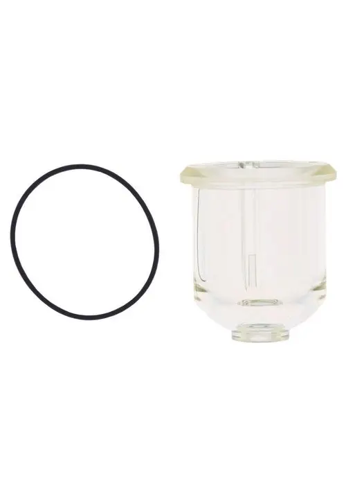 Transparente Filterglocke mit O-Ring, geeignet für den Einsatz in Wasserfiltersystemen der Marke Judo.